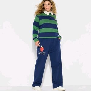 Peanuts Snoopy NWT Navy Blue Fleece Wide Leg Pants